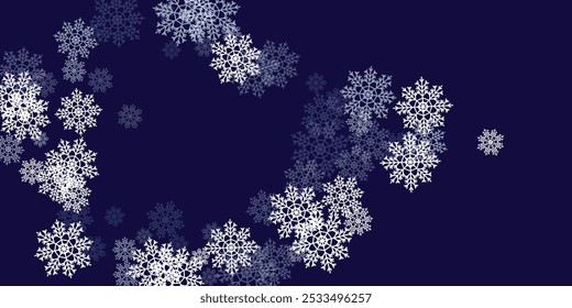 Fondo de Navidades Abstractas con bordes blancos de copo de nieve y espacio de copia en el centro.  Luces sobre fondo azul.