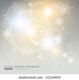 Abstract Christmas background with white snowflakes, elegant vector illustration.