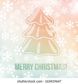 Abstract Christmas background with white snowflakes and light soft colors. Vector illustration.