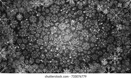Abstract Christmas background with white snowflakes Holiday greeting card