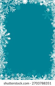 Fundo de Natal abstrato. Moldura de inverno com flocos de neve sobre fundo azul. Não é IA, ilustração vetorial