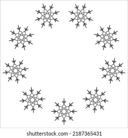 Abstract Christmas background. Winter round frame with snowflakes. Vector illustration
