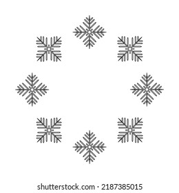 Abstract Christmas background. Winter round frame with snowflakes. Vector illustration