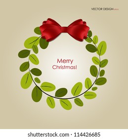 Abstract Christmas background with Christmas wreath, vector illustration.