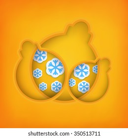 Abstract christmas ball application with paper snowflakes. Vector eps10 illustration