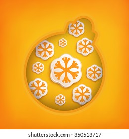Abstract christmas ball application with paper snowflakes. Vector eps10 illustration
