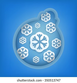 Abstract christmas ball application with paper snowflakes. Vector eps10 illustration