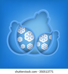 Abstract christmas ball application with paper snowflakes. Vector eps10 illustration