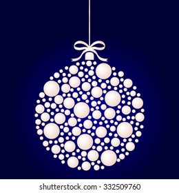 Abstract Christmas ball cu from paper on  background. 