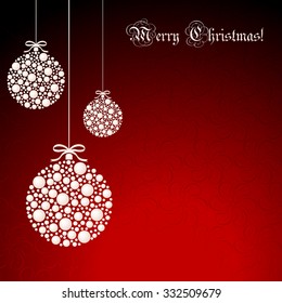 Abstract Christmas ball cut from paper on  background. 