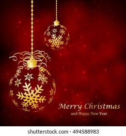 Abstract Christmas ball cutted from paper on background. Vector illustration