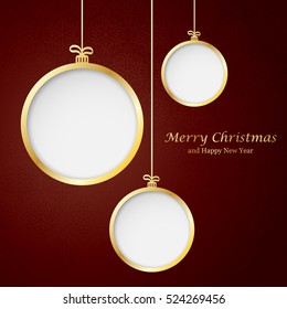 Abstract Christmas ball cutted from paper on background. Vector eps10 illustration