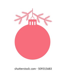 Abstract Christmas ball and fir branches  flat vector illustration isolate white background  easy to use