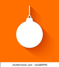 Abstract christmas ball in flat style on orange background. Vector illustration