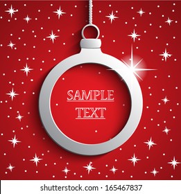 abstract christmas ball frame on red background/ vector illustration eps 10 