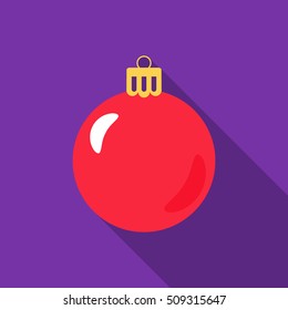 Abstract christmas ball and the length the shadow  flat vector illustration isolate dark background  easy to use