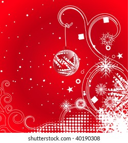 Abstract christmas ball on red background, vector illustration for xmas