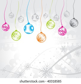 Abstract christmas ball on wave line background, vector illustration for xmas