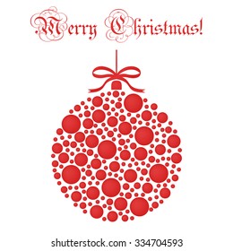 Abstract Christmas ball  from paper on  background. Vector  illustration