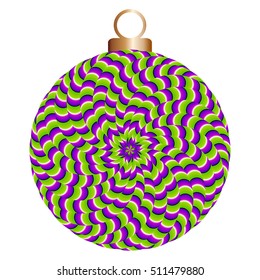 Abstract christmas ball from wattled green cords (optical illusion of movement)