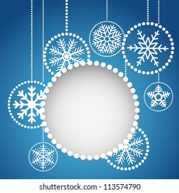 Abstract christmas balls with ornament of snowflakes