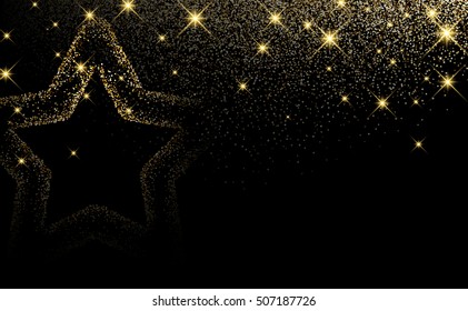 Abstract Christmas black background with star. Vector illustration.