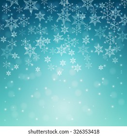 Abstract Christmas blue background with snowflakes. Vector illustration