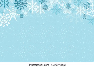 Abstract Christmas blue background with white snowflake borders