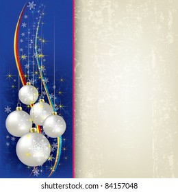 Abstract Christmas blue beige background with pearl balls