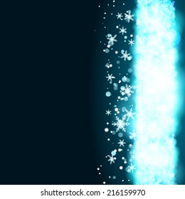 abstract Christmas blue glowing background place for text. vector