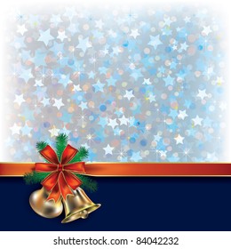 Abstract Christmas blue greeting with gift ribbons