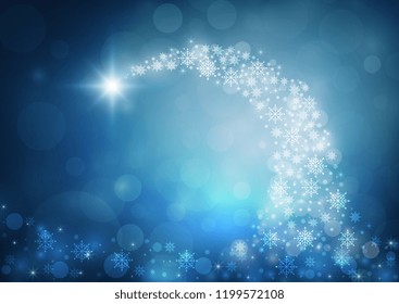 Abstract christmas bokeh blue color background. vector illustration