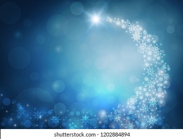 Abstract christmas bokeh blue color background. vector illustration