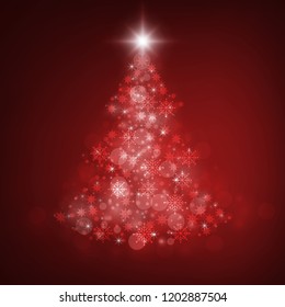 Abstract christmas bokeh red color background. vector illustration