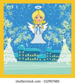 Abstract Christmas card with angel