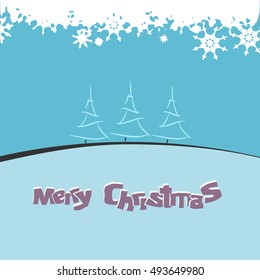 Abstract Christmas card background in blue with the words Merry Christmas