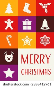 Abstract Christmas card with colourful elements. Modern concept. Vector illustration