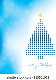 Abstract christmas card design with blue christmas tree