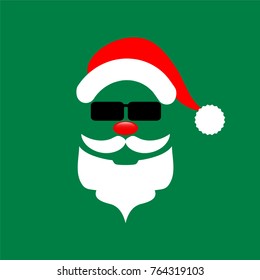 Abstract Christmas Card Santa on Green Background, Stock Vector Illustration