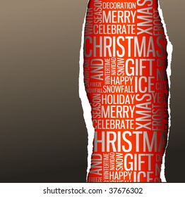 Abstract Christmas card -  season words on red with dark paper