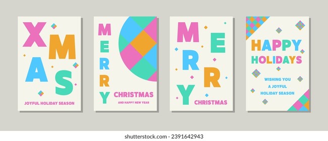 Abstract Christmas card set. Vector illustration