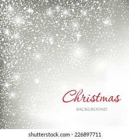 Abstract christmas card with silver snowballs background and  snowflakes