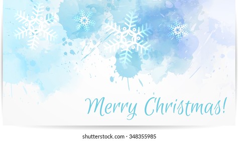 Abstract Christmas card with snowflakes in blue color