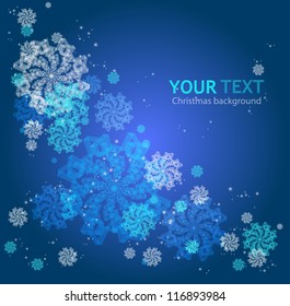 Abstract Christmas card with snowflakes. Vector.