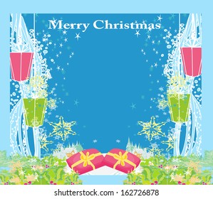 Abstract Christmas card ,star, gifts, snow