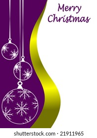 An abstract Christmas card vector illustration with clear white outline baubles on a purple backdrop with room for text on white space