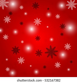 Abstract Christmas card with white snowflakes and lights