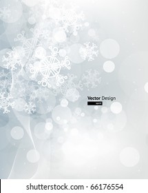 Abstract Christmas card with white snowflakes and lights