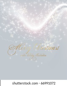 Abstract Christmas card with white snowflakes and lights