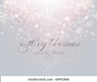 Abstract Christmas card with white snowflakes and lights